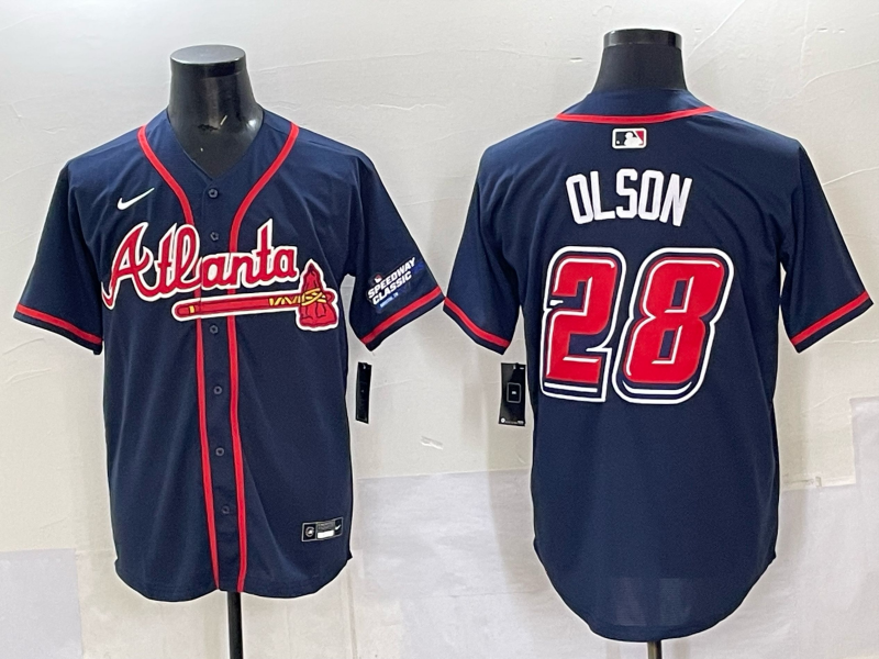 Men Atlanta Braves 28 Olson blue Nike 2025 MLB Jersey style 004